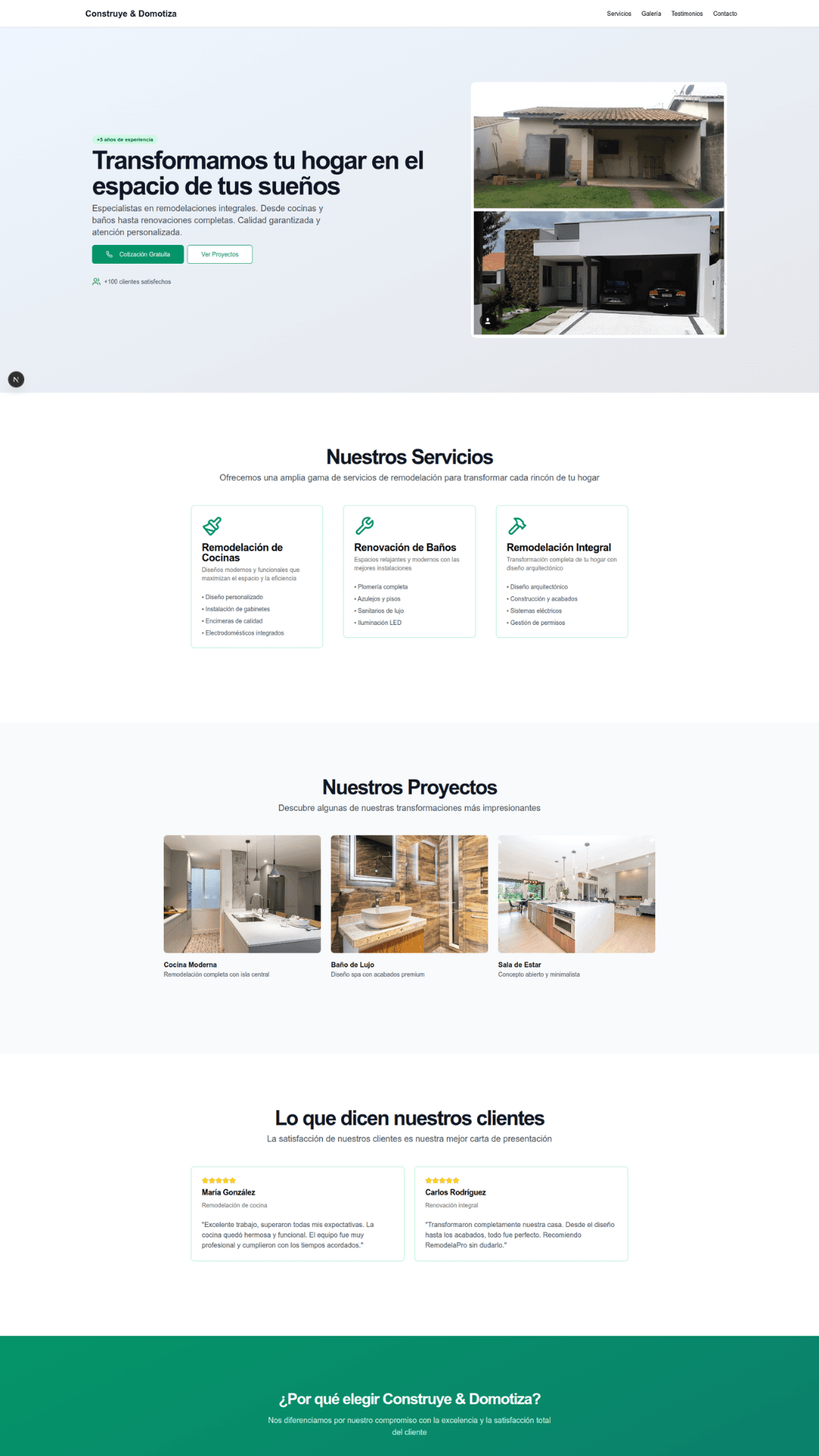 Website to promote a construction and home automation company