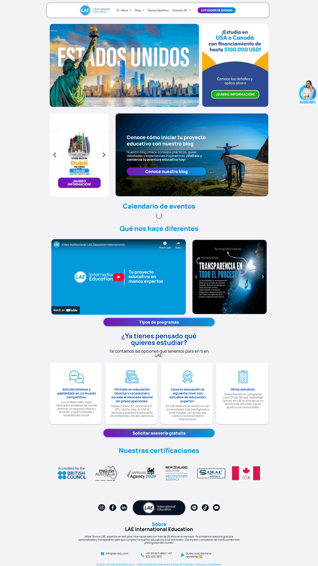 Website to promote study abroad programs